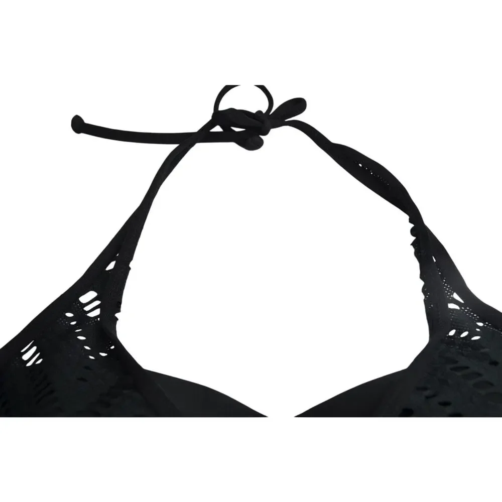 ROBIN PICCONE Women's Adjustable Crochet Bikini Top in Black